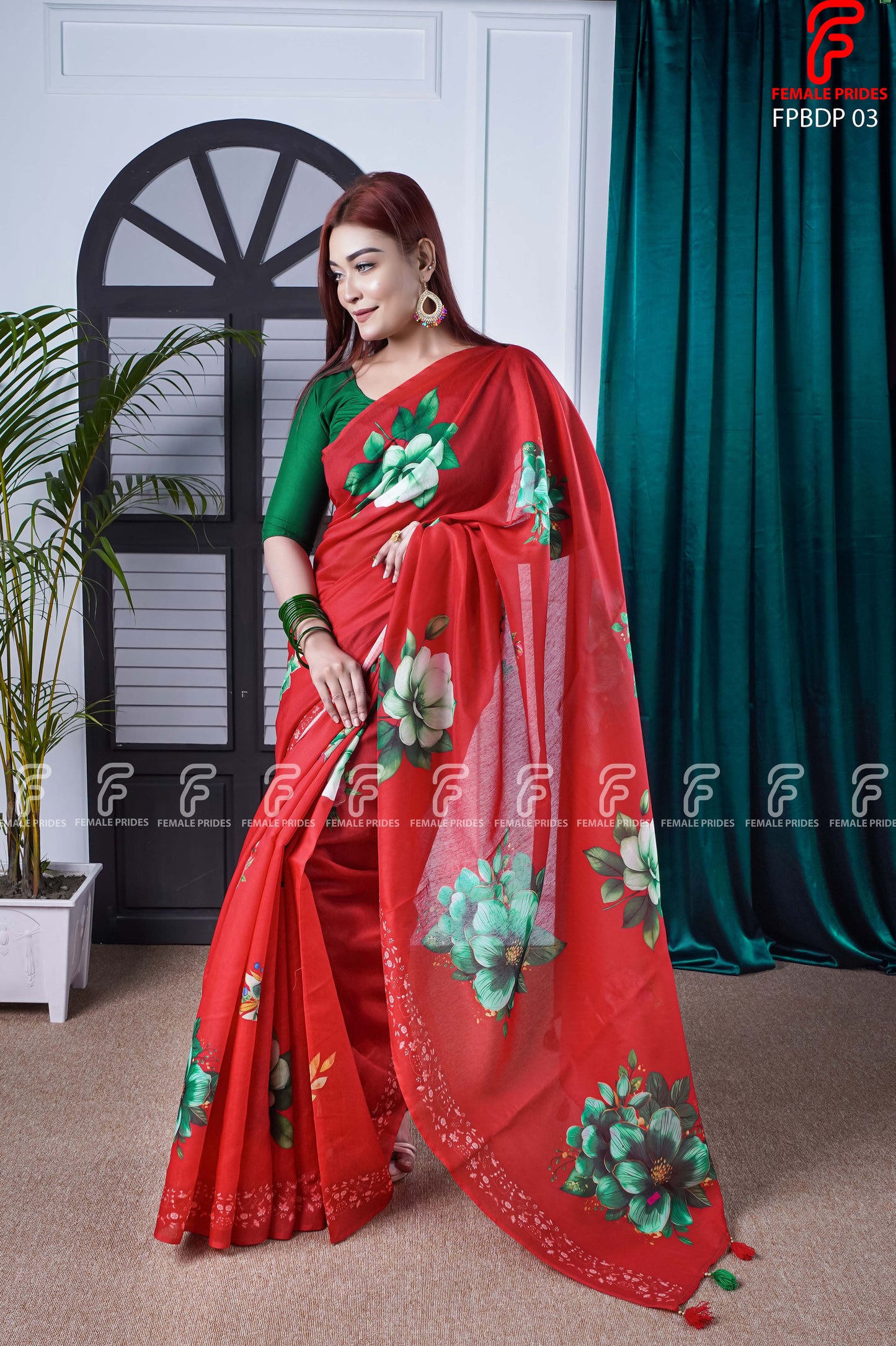 চমৎকার ডিজাইনের প্রিমিয়াম সফট সিল্ক শাড়ি-FPBDP03