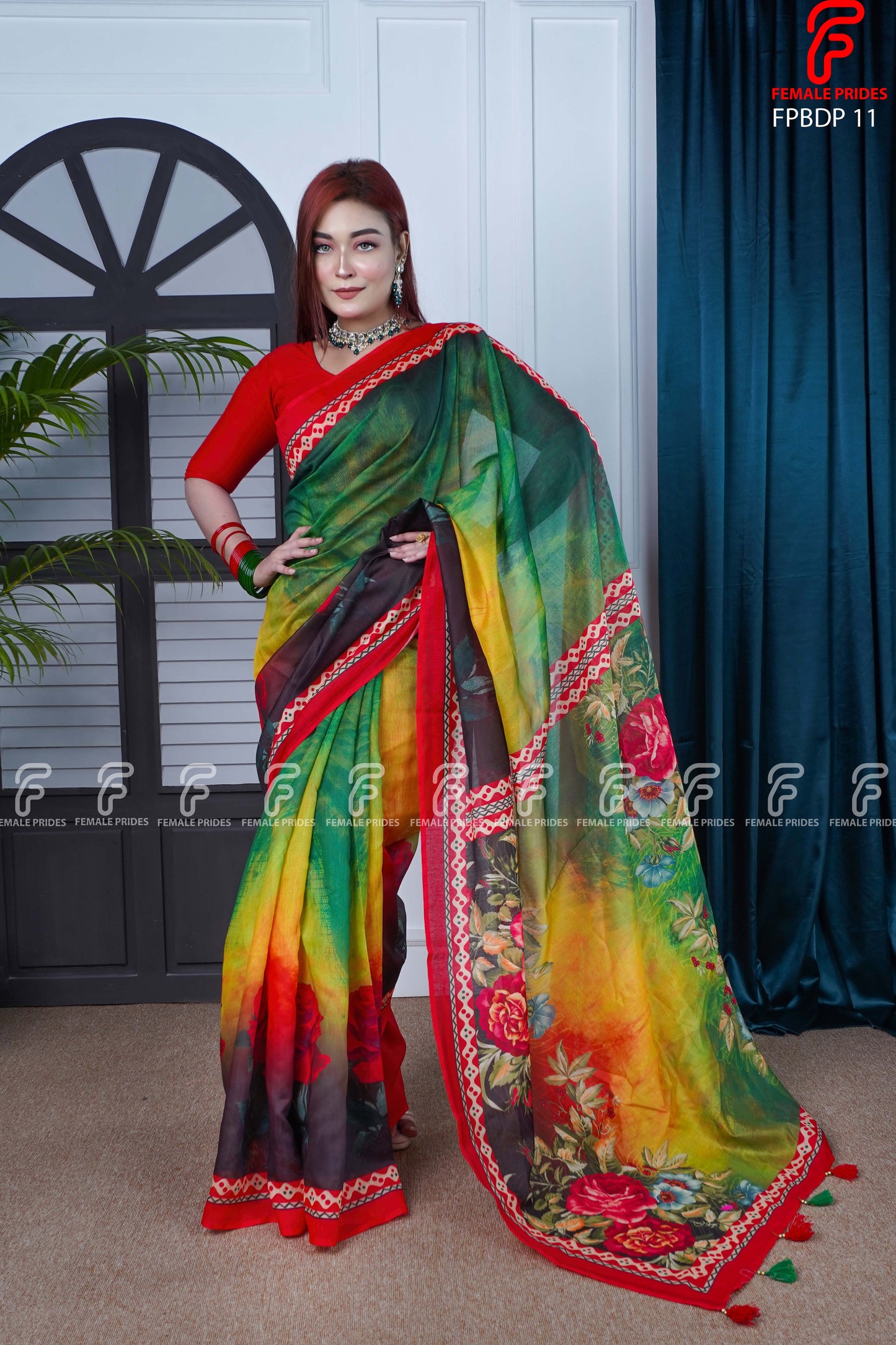 চমৎকার ডিজাইনের প্রিমিয়াম সফট সিল্ক শাড়ি-FPBDP11