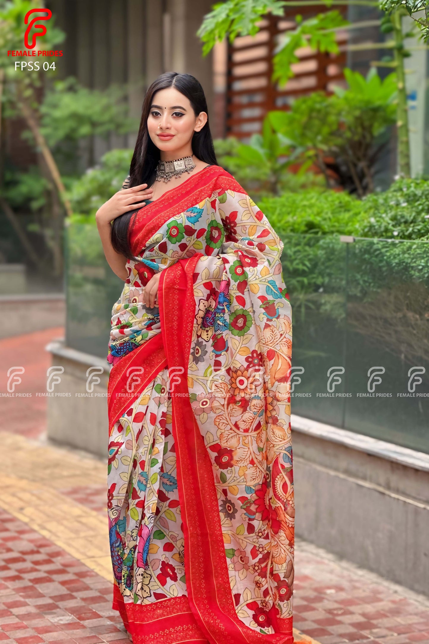 চমৎকার ডিজাইনের চান্দেরি সিল্ক শাড়ি-FPSS04