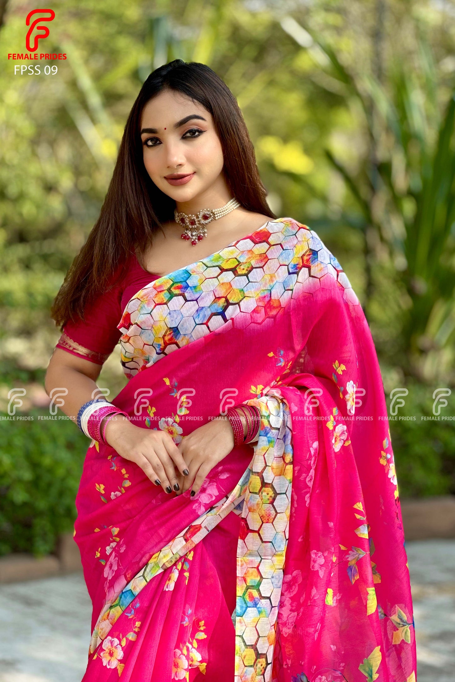 চমৎকার ডিজাইনের চান্দেরি সিল্ক শাড়ি-FPSS09