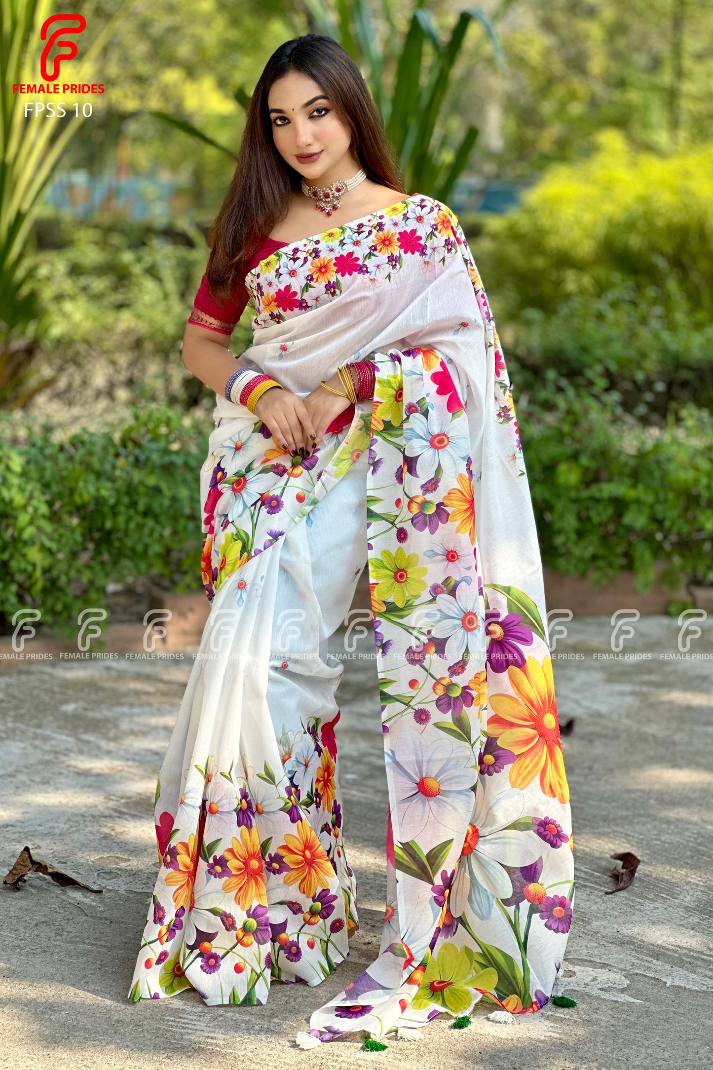 চমৎকার ডিজাইনের চান্দেরি সিল্ক শাড়ি-FPSS10