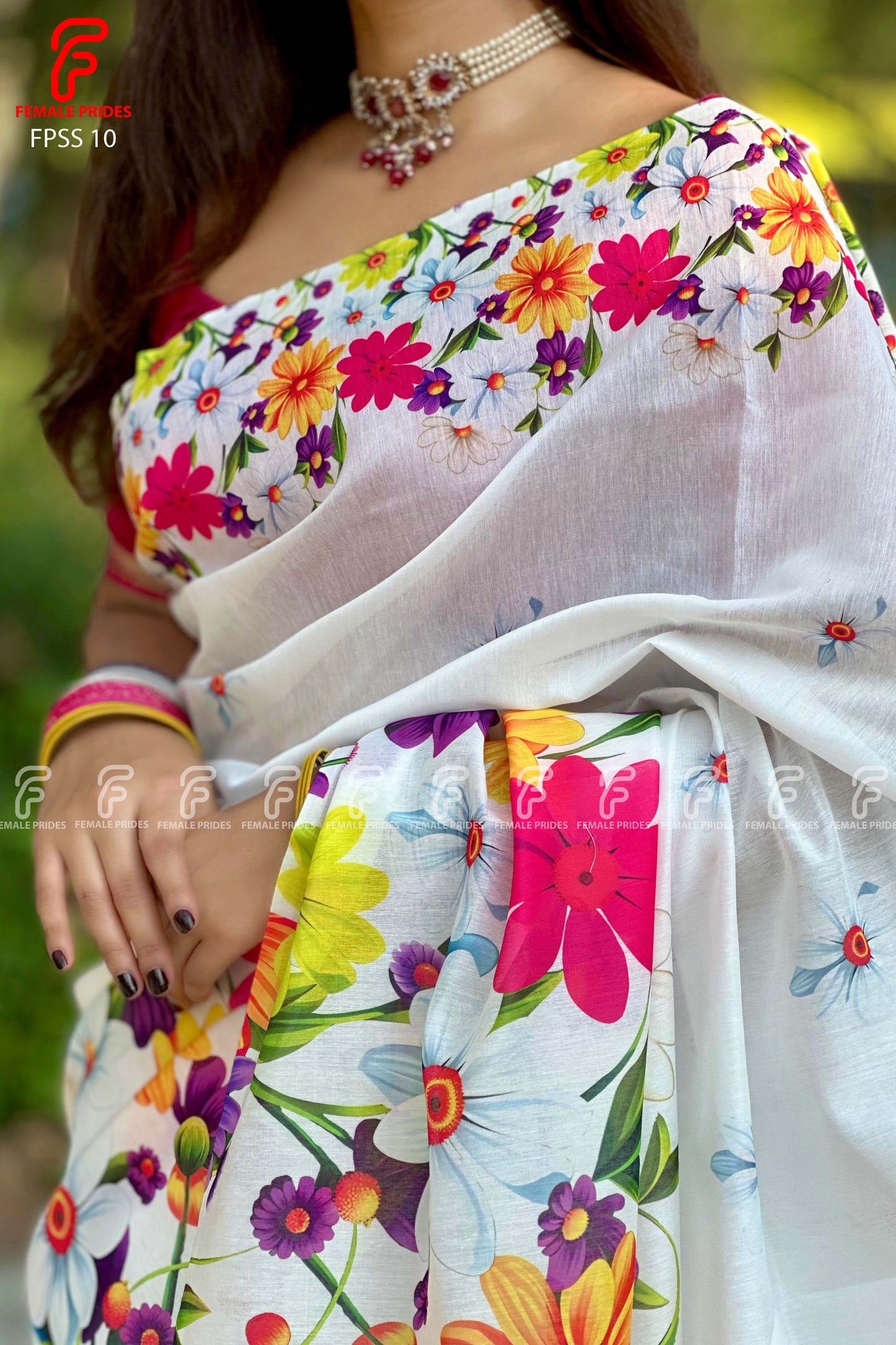 চমৎকার ডিজাইনের চান্দেরি সিল্ক শাড়ি-FPSS10