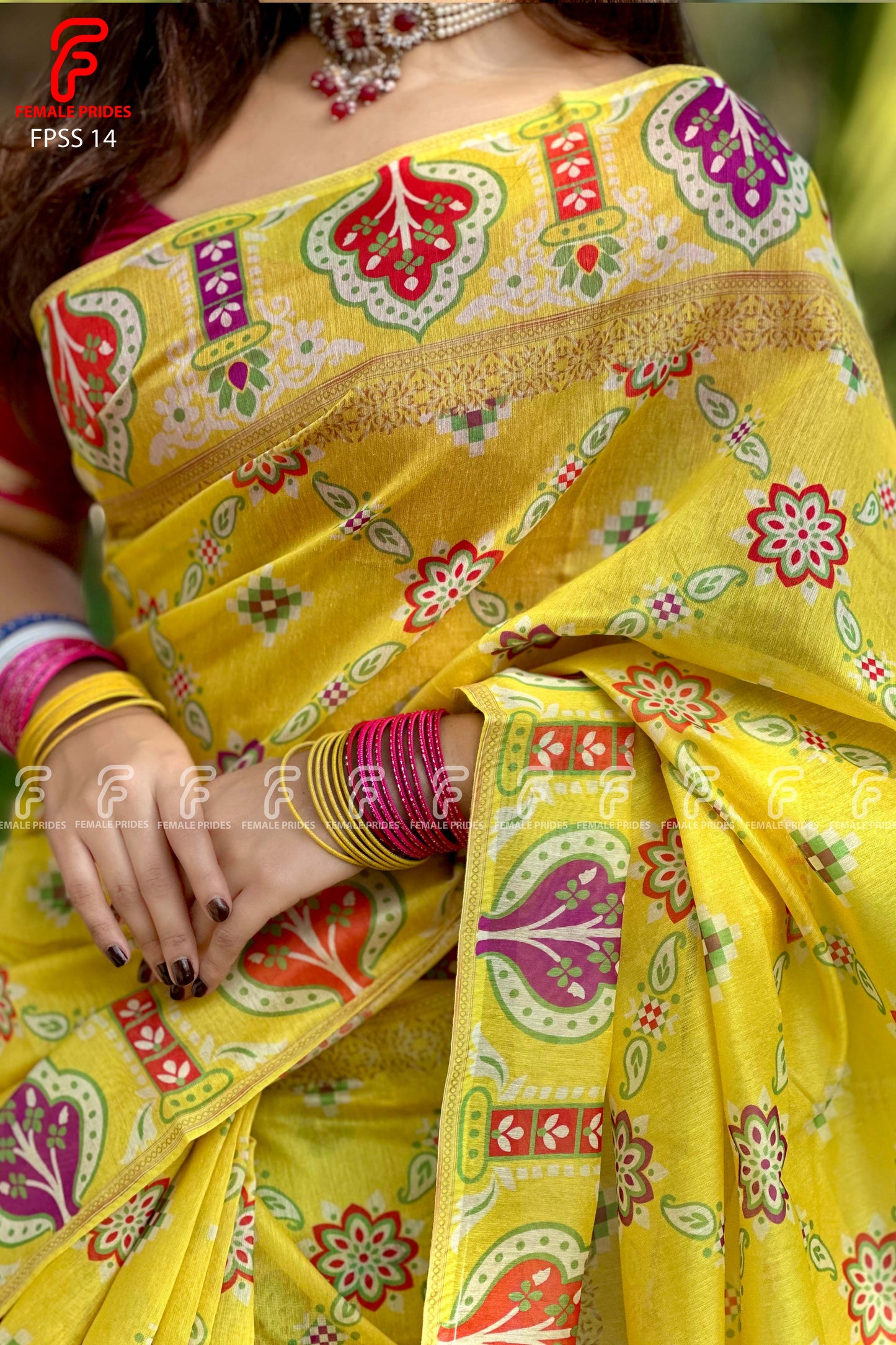 চমৎকার ডিজাইনের চান্দেরি সিল্ক শাড়ি-FPSS14