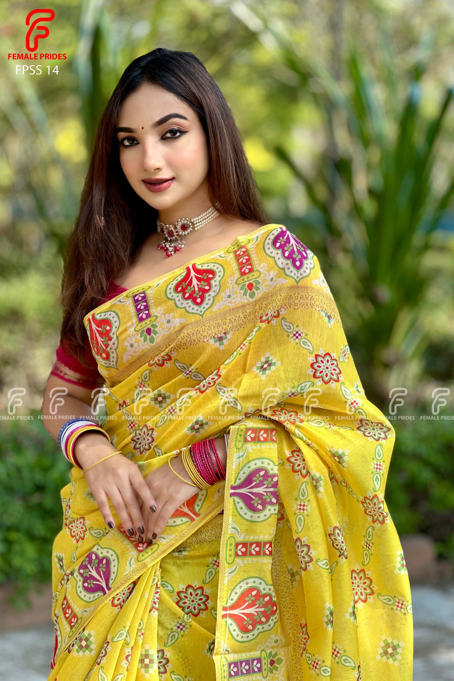 চমৎকার ডিজাইনের চান্দেরি সিল্ক শাড়ি-FPSS14