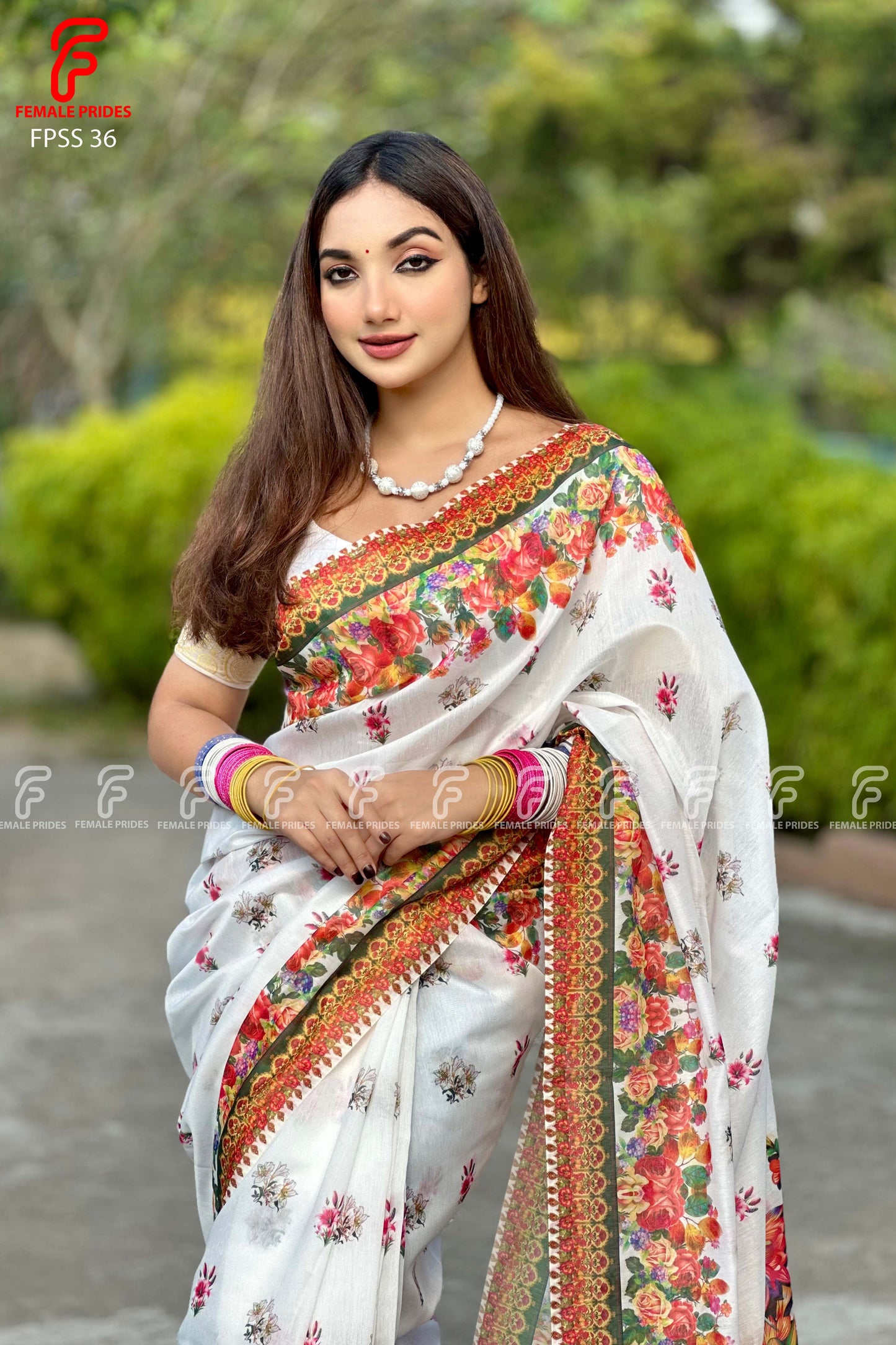 চমৎকার ডিজাইনের চান্দেরি সিল্ক শাড়ি-FPSS36