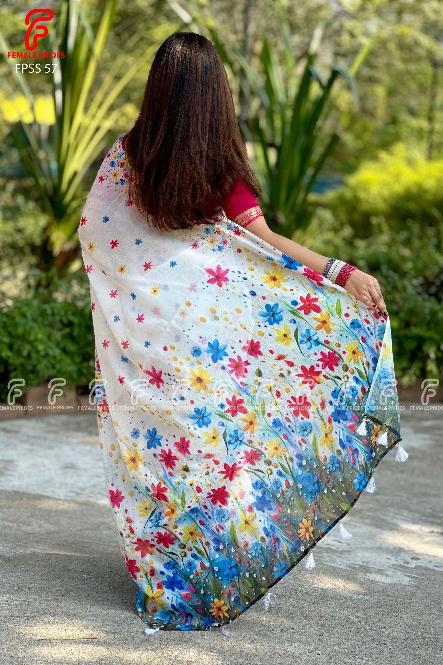 চমৎকার ডিজাইনের চান্দেরি সিল্ক শাড়ি-FPSS57