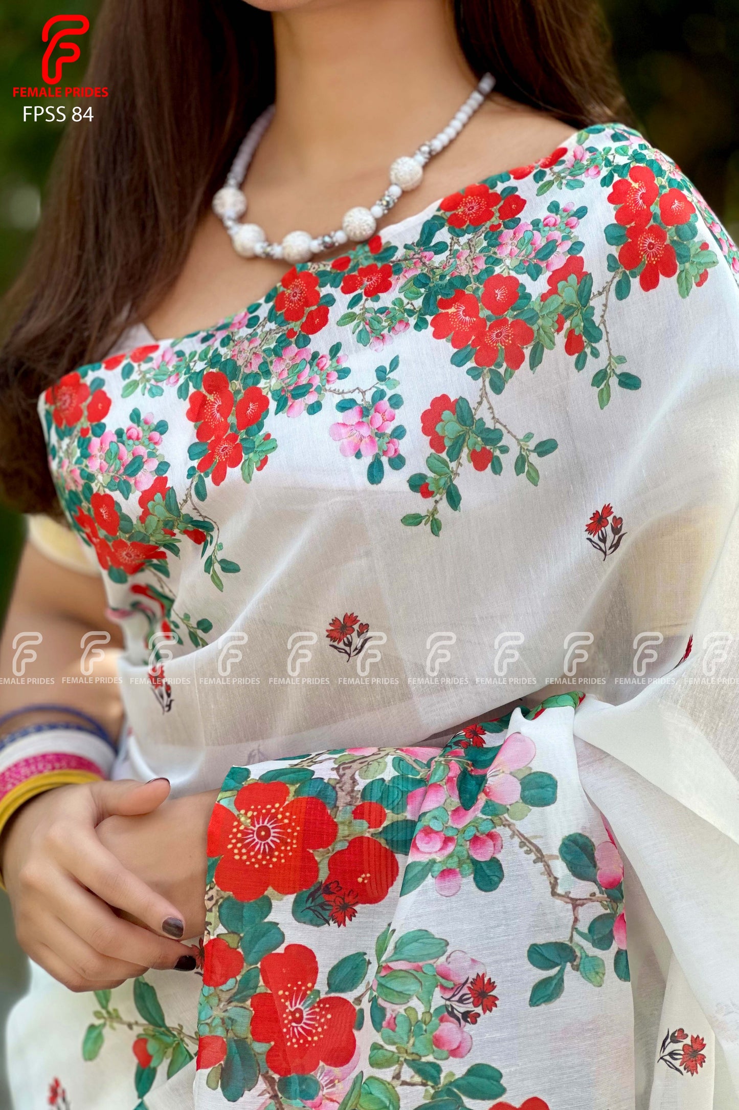 চমৎকার ডিজাইনের চান্দেরি সিল্ক শাড়ি-FPSS84