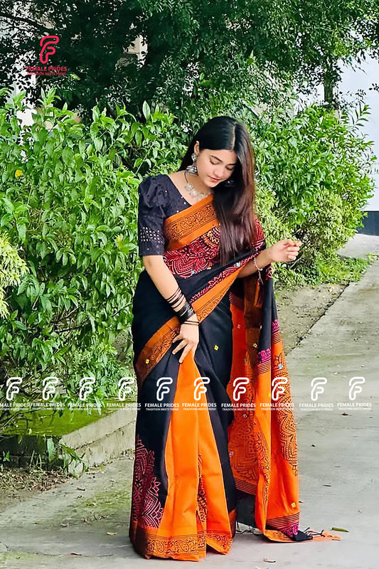চমৎকার ডিজাইনের ধুপিয়ান সিল্ক শাড়ি-D01