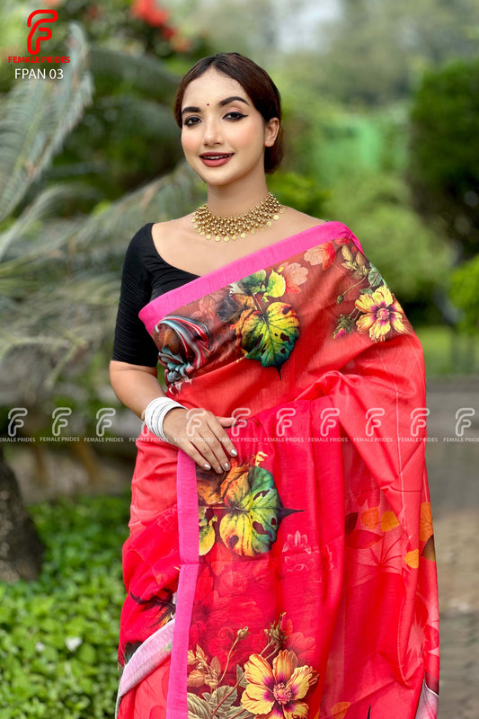 চমৎকার ডিজাইনের প্রিমিয়াম সফট সিল্ক শাড়ি-FPAN03
