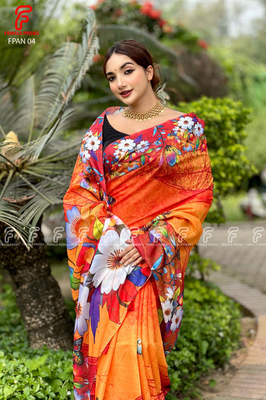 চমৎকার ডিজাইনের প্রিমিয়াম সফট সিল্ক শাড়ি-FPAN04