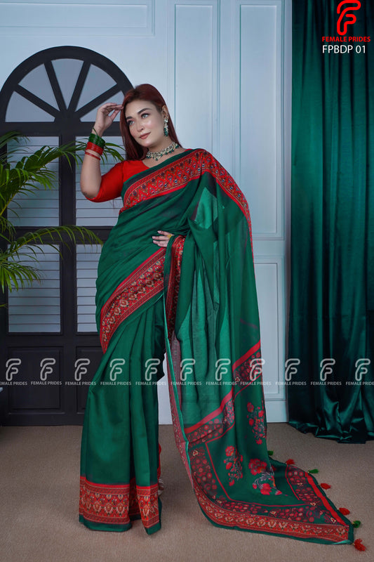 চমৎকার ডিজাইনের প্রিমিয়াম সফট সিল্ক শাড়ি-FPBDP01
