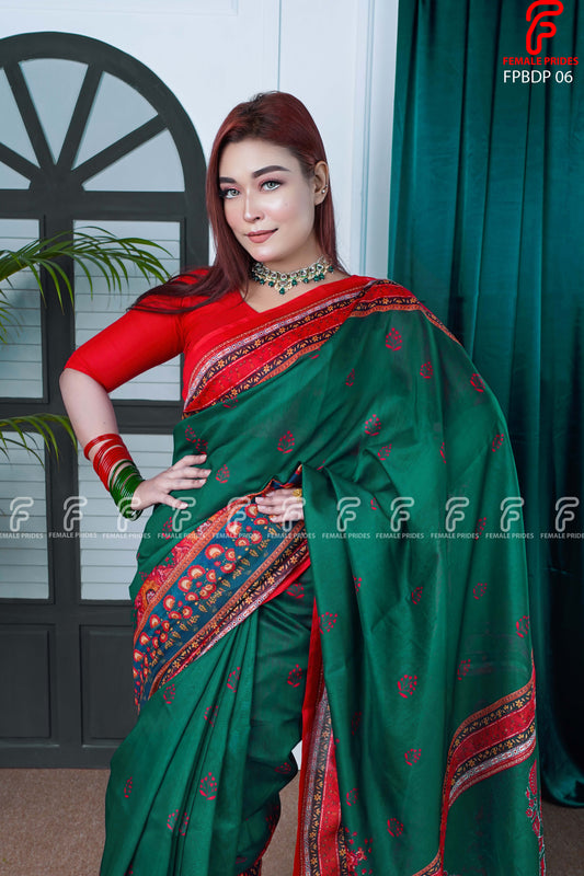 চমৎকার ডিজাইনের প্রিমিয়াম সফট সিল্ক শাড়ি-FPBDP06