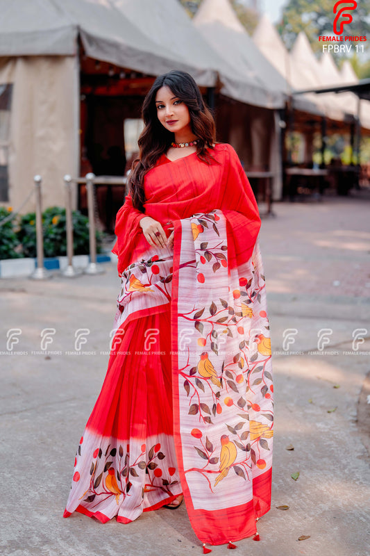 চমৎকার ডিজাইনের প্রিমিয়াম সফট সিল্ক শাড়ি-FPBRB11