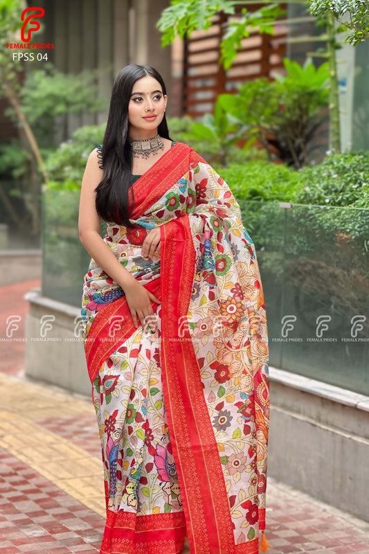 চমৎকার ডিজাইনের চান্দেরি সিল্ক শাড়ি-FPSS04