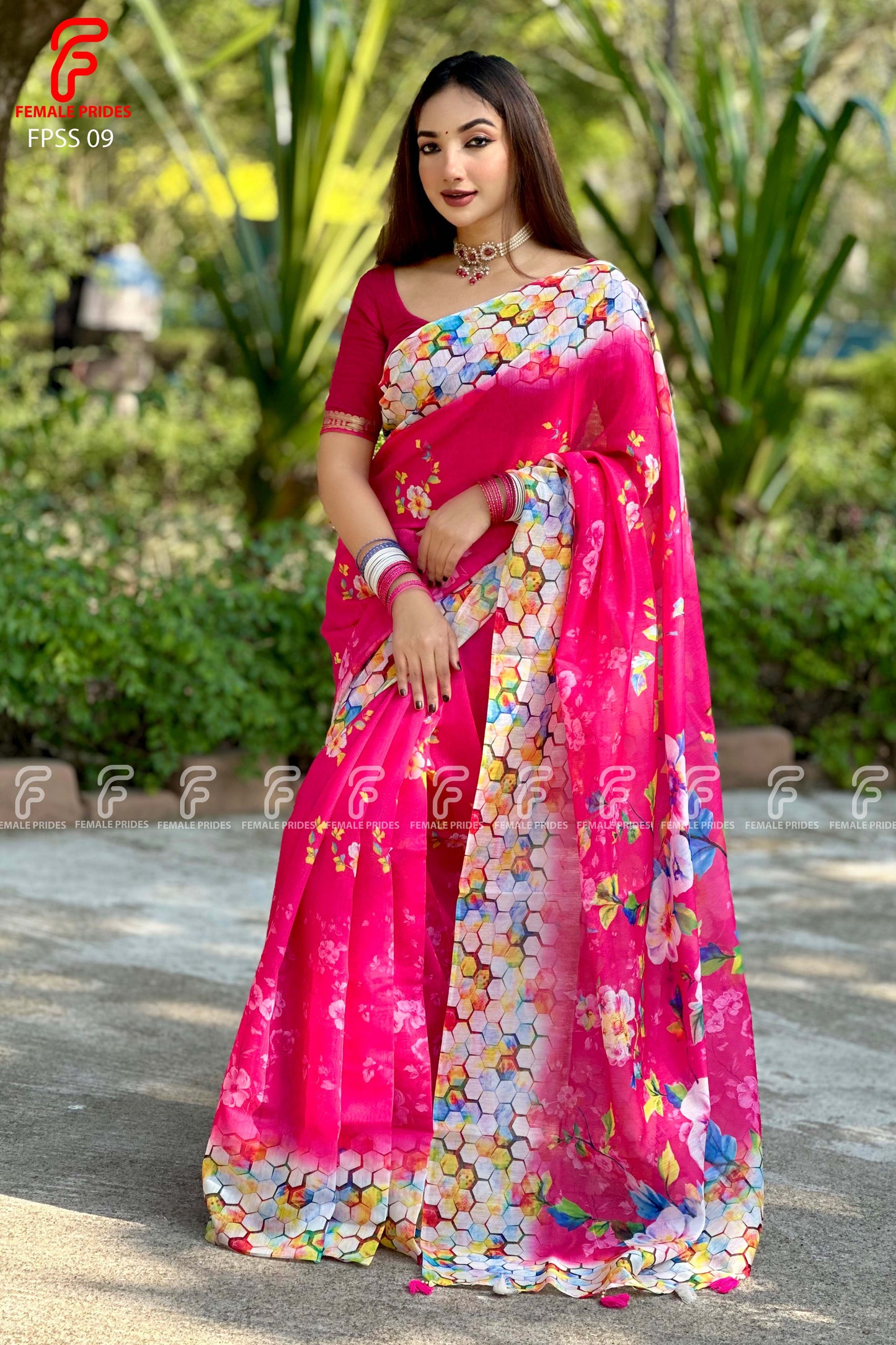 চমৎকার ডিজাইনের চান্দেরি সিল্ক শাড়ি-FPSS09