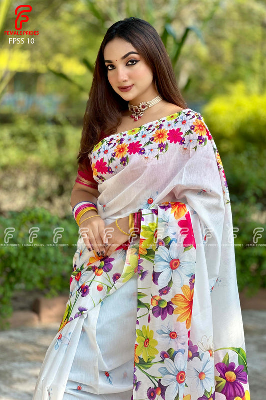 চমৎকার ডিজাইনের চান্দেরি সিল্ক শাড়ি-FPSS10