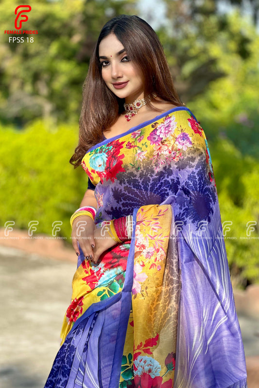 চমৎকার ডিজাইনের চান্দেরি সিল্ক শাড়ি-FPSS18
