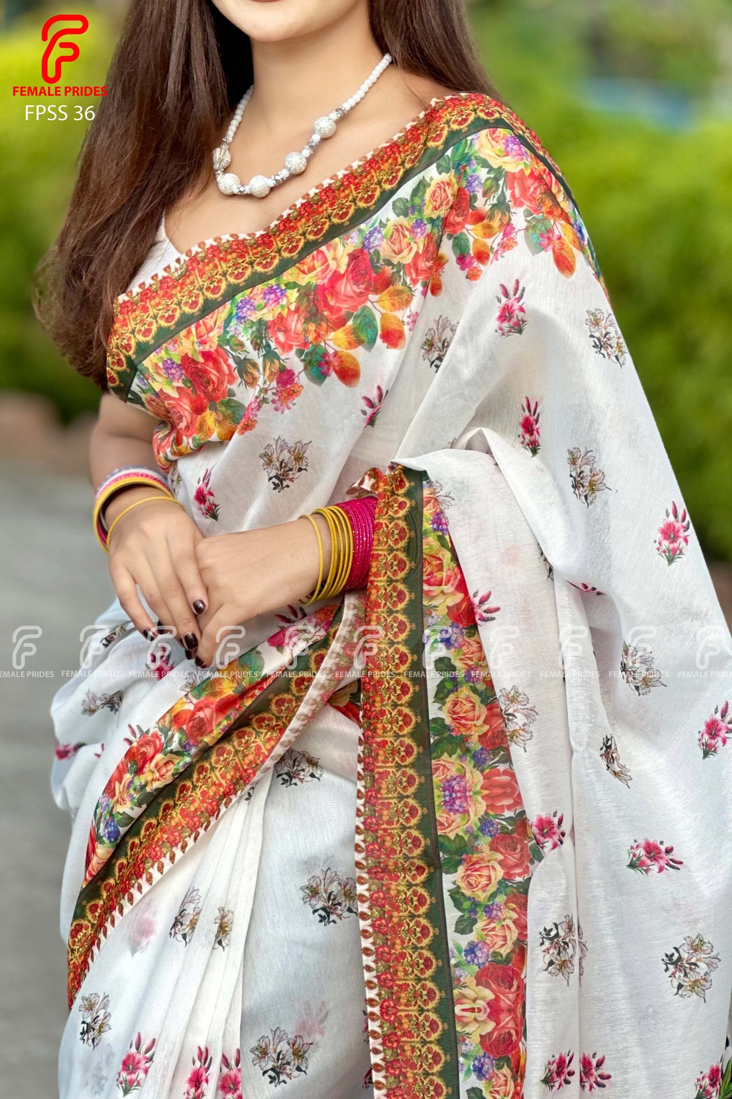 চমৎকার ডিজাইনের চান্দেরি সিল্ক শাড়ি-FPSS36